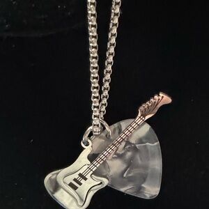 Silver Guitar w/ metallic Swirl Pick  Musician Rocker